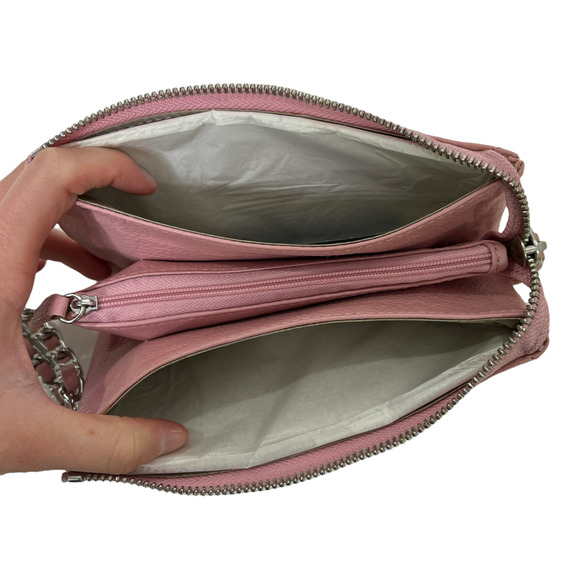 My Flat In London Westminster Wristlet Chain Pouch Wallet Pink Leather Zip $200 - Picture 8 of 10